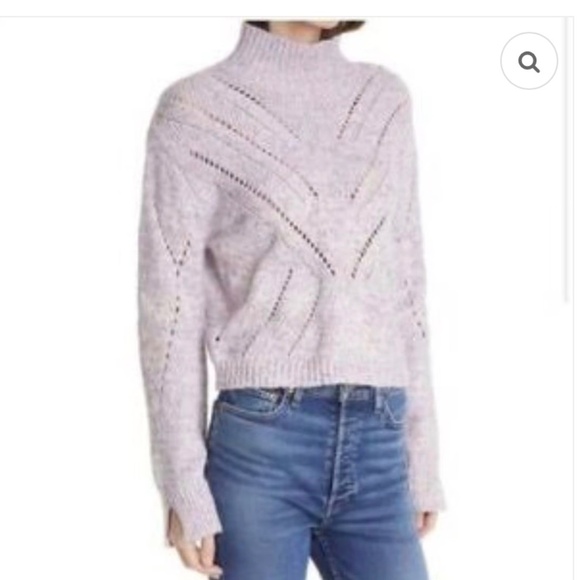 Line The Label Cotton Blend Uma Open Knit Marled Purple Pointelle Sweater Sz S - Picture 1 of 14